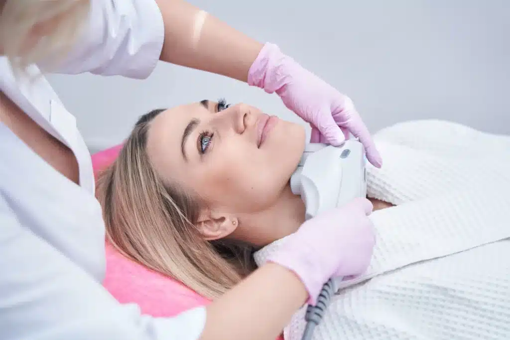 Non-surgical double chin treatment using advanced technology.